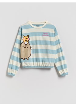 Reserved - Bluzka w paski Pusheen - jasnoniebieski ze sklepu Reserved w kategorii Bluzki dziewczęce - zdjęcie 184655612