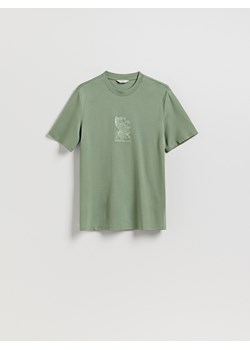 Reserved - T-shirt regular z haftem - jasnozielony ze sklepu Reserved w kategorii T-shirty męskie - zdjęcie 184655622