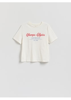 Reserved - T-shirt z nadrukiem - biały ze sklepu Reserved w kategorii Bluzki damskie - zdjęcie 184655661