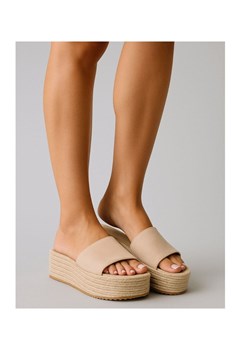 Beżowe klapki na espadryle na platformie /G7-3 17933 G287/ ze sklepu Pantofelek24.pl w kategorii Espadryle damskie - zdjęcie 184659984