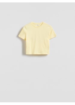 Reserved - Bawełniany crop top - żółty - id: 402FS-11X - marki Reserved - 184660104 Reserved - Bawełniany crop top - żółty ze sklepu Reserved w kategorii Bluzki damskie - zdjęcie 184660104