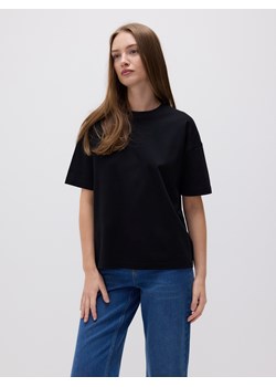 Reserved - T-shirt oversize z merceryzowanej bawełny - czarny ze sklepu Reserved w kategorii Bluzki damskie - zdjęcie 184662051