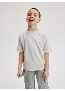 Reserved - Bawełniany t-shirt oversize - jasnoszary ze sklepu Reserved w kategorii T-shirty chłopięce - zdjęcie 184662223