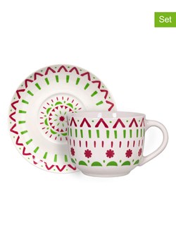 Tognana Kubki jumbo (2 szt.) &quot;Milk &amp; Mandala&quot; w kolorze zielono-różowym - 570 ml ze sklepu Limango Polska w kategorii Kubki - zdjęcie 184664721