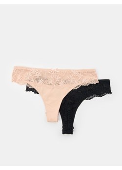 Sinsay - Stringi typu tanga z koronką 2 pack - wielobarwny ze sklepu Sinsay w kategorii Majtki damskie - zdjęcie 184665711