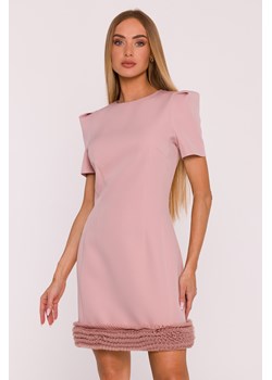 Elegancka sukienka mini z marszczonym tiulem - brudny róż ze sklepu Cudmoda w kategorii Sukienki - zdjęcie 184669191