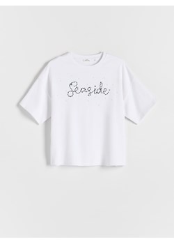 Reserved - T-shirt z aplikacją - biały ze sklepu Reserved w kategorii Bluzki dziewczęce - zdjęcie 184669482