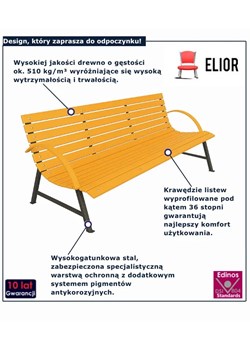 Pomarańczowa ławka na taras z oparciem 190 cm - Alexis ze sklepu Edinos.pl w kategorii Ławki ogrodowe - zdjęcie 184669742