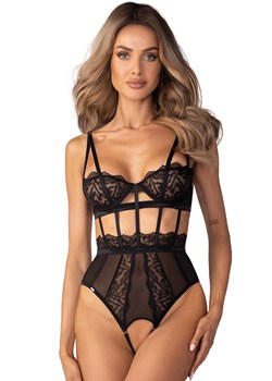 Obsessive body z odważnymi wycięciami i otwartym krokiem Hersis, Kolor czarny, Rozmiar L/XL, Obsessive ze sklepu Intymna w kategorii Body damskie - zdjęcie 184671493