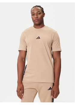 adidas T-Shirt Essentials 3-Stripes JX0734 Beżowy Regular Fit ze sklepu MODIVO w kategorii T-shirty męskie - zdjęcie 184672700