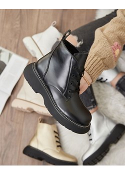 Royalfashion Czarne damskie sznurowane botki na masywnej podeszwie Terdi ze sklepu royalfashion.pl w kategorii Botki - zdjęcie 184673661