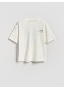 Reserved - Bawełniany t-shirt z nadrukiem - biały ze sklepu Reserved w kategorii T-shirty chłopięce - zdjęcie 184675240