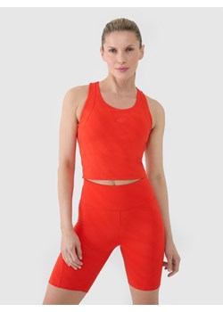Damski top treningowy 4F 4FWSS25TFSLF413 - czerwony ze sklepu Sportstylestory.com w kategorii Bluzki damskie - zdjęcie 184675423