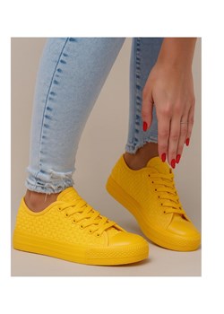 Niskie żółte klasyczne trampki damskie /E2-3 16768 G7-38/ ze sklepu Pantofelek24.pl w kategorii Trampki damskie - zdjęcie 184676762