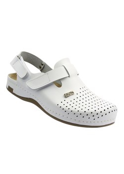 Skórzane Klapki Damskie Leon 951, białe ze sklepu ulubioneobuwie w kategorii Klapki damskie - zdjęcie 184676881