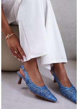 Niebieskie Sandały na Szpilce Vices Slingback z Ażurową Cholewką Nilanira ze sklepu renee.pl w kategorii Czółenka - zdjęcie 184677153