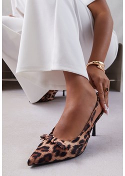 Panterkowe Sandały Szpilki Vices Typu Slingback z Kokardą Dorozia ze sklepu renee.pl w kategorii Czółenka - zdjęcie 184677162