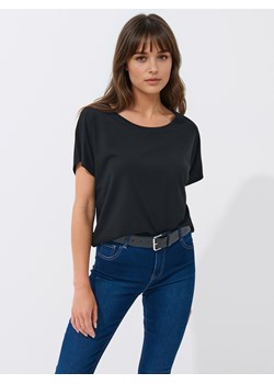 Mohito - Czarny t-shirt z modalem - czarny ze sklepu Mohito w kategorii Bluzki damskie - zdjęcie 184678740