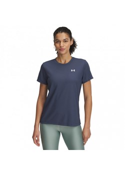Damska koszulka treningowa Under Armour Tech Rib SSC - szara ze sklepu Sportstylestory.com w kategorii Bluzki damskie - zdjęcie 184680410