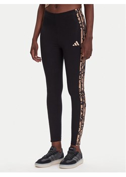 adidas Legginsy Animal Print 3-Stripes JM1864 Czarny Slim Fit ze sklepu MODIVO w kategorii Spodnie damskie - zdjęcie 184681944
