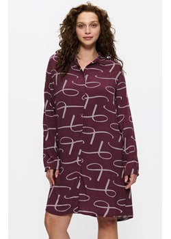 Triumph koszula nocna damska rozpinana Boyfriend Fit 10221525-M005, Kolor bordowy-wzór, Rozmiar 36, Triumph ze sklepu Intymna w kategorii Koszule nocne - zdjęcie 184689862