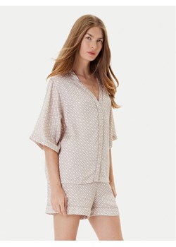 BOSS Koszulka piżamowa Sateen 50545615 Beżowy Relaxed Fit ze sklepu MODIVO w kategorii Piżamy damskie - zdjęcie 184691032
