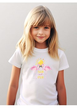 WOOOP Koszulka &quot;Flamingo sun and fun&quot; w kolorze białym ze sklepu Limango Polska w kategorii Bluzki dziewczęce - zdjęcie 184693244