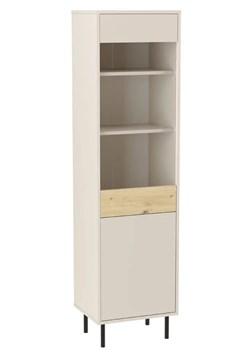 Nowoczesna szklana witryna na nóżkach kaszmir + dąb artisan B2-E68 ze sklepu Edinos.pl w kategorii Regały i witryny - zdjęcie 184693404
