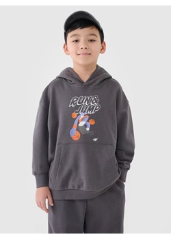 Chłopięca bluza dresowa nierozpinana bez kaptura 4F 4FJASAW24TSWSM2160 - szara ze sklepu Sportstylestory.com w kategorii Bluzy chłopięce - zdjęcie 184694950