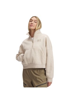Damska bluza dresowa Under Armour UA Icon Fleece OS HZ - beżowa ze sklepu Sportstylestory.com w kategorii Bluzy damskie - zdjęcie 184695543