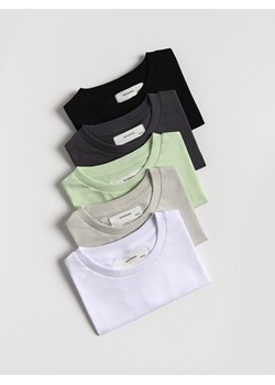 Reserved - Bawełniany t-shirt 5 pack - ciemnoszary ze sklepu Reserved w kategorii T-shirty chłopięce - zdjęcie 184696263