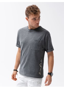 T-shirt męski z nadrukiem - czarny S1371 ze sklepu ombre w kategorii T-shirty męskie - zdjęcie 184698230