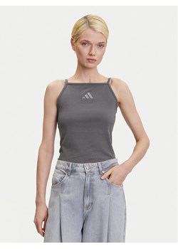 adidas Top ALL SZN Rib JJ1223 Szary Slim Fit ze sklepu MODIVO w kategorii Bluzki damskie - zdjęcie 184701601