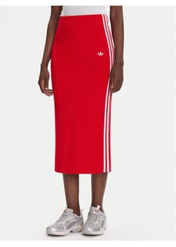 adidas Spódnica ołówkowa adicolor Knit 3-Stripes JW2660 Czerwony Regular Fit ze sklepu MODIVO w kategorii Spódnice - zdjęcie 184714410