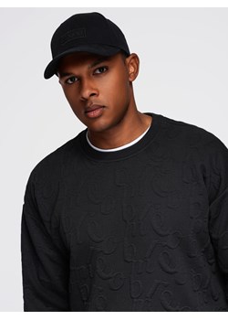 Męska bluza RELAXED FIT z tłoczonymi literami – czarna V1 OM-SSNZ-0164 ze sklepu ombre w kategorii Bluzy męskie - zdjęcie 184721213