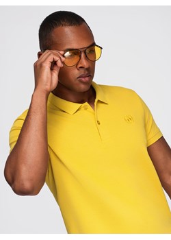 Koszulka męska polo z dzianiny pique - żółty S1374 ze sklepu ombre w kategorii T-shirty męskie - zdjęcie 184721240
