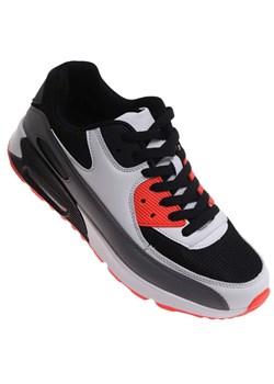 Sznurowane czarno pomarańczowe buty sportowe męskie /E6-2 17964 W388/ ze sklepu Pantofelek24.pl w kategorii Trampki męskie - zdjęcie 184723220