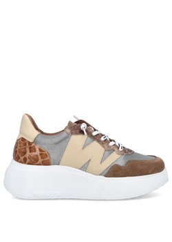Lekkie sneakersy damskie - WONDERS A-3631 BEŻOWE ze sklepu Tymoteo.pl - sklep obuwniczy w kategorii Buty sportowe damskie - zdjęcie 184723870