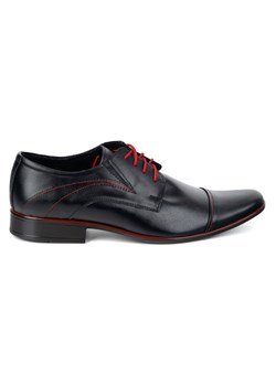 Buty męskie wizytowe 238lu skórzane z czerwonymi przeszyciami i sznurówkami ze sklepu butyolivier w kategorii Buty eleganckie męskie - zdjęcie 184724164