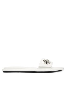 Klapki Tory Burch T Lock Slide 164676 Biały ze sklepu eobuwie.pl w kategorii Klapki damskie - zdjęcie 184725170
