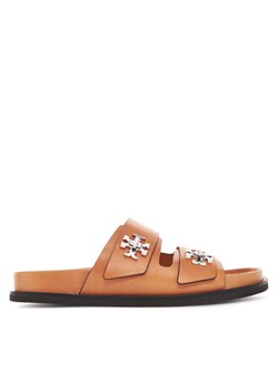 Tory Burch Klapki T Lock Sport Slide 166905 Brązowy ze sklepu MODIVO w kategorii Klapki damskie - zdjęcie 184725694