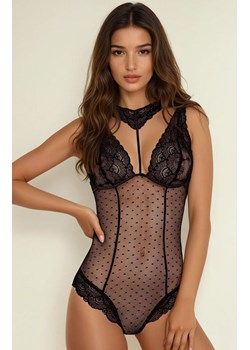 Czarne koronkowe body damskie Kreame LC 90546, Kolor czarny, Rozmiar S/M, LivCo Corsetti Fashion - id: 129164 - marki Livia Corsetti - 184726630 Czarne koronkowe body damskie Kreame LC 90546, Kolor czarny, Rozmiar S/M, LivCo Corsetti Fashion ze sklepu Intymna w kategorii Body damskie - zdjęcie 184726630