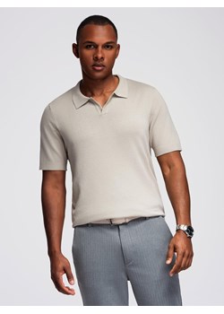 Męska koszulka polo bez guzików z klasycznym splotem – jasnoszara V3 OM-POSS-0159 ze sklepu ombre w kategorii T-shirty męskie - zdjęcie 184733561