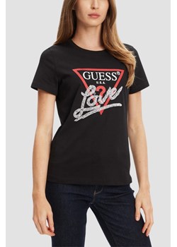 GUESS Czarny damski t-shirt Pearls Love, Rozmiar XS ze sklepu outfit.pl w kategorii Bluzki damskie - zdjęcie 184734094