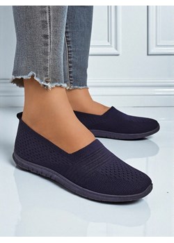 Damskie mokasyny Lyra Granatowe oddychające tkanina na płaskiej podeszwie ze sklepu royalfashion.pl w kategorii Trampki damskie - zdjęcie 184737634