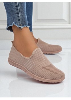 Damskie buty Aelia różowe z tkaniny, wygodne mokasyny na płaskim obcasie ze sklepu royalfashion.pl w kategorii Półbuty damskie - zdjęcie 184737694