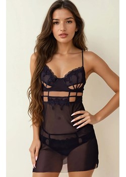 Czarna seksowna koszulka z tiulu i stringi Maia, Kolor czarny, Rozmiar S/M, LivCo Corsetti Fashion ze sklepu Intymna w kategorii Koszule nocne - zdjęcie 184741930