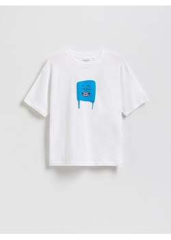 Reserved - Bawełniany t-shirt basic - złamana biel ze sklepu Reserved w kategorii T-shirty chłopięce - zdjęcie 184747072