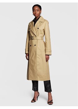 Hugo Trencz Mesendi-2 50484472 Beżowy Regular Fit ze sklepu MODIVO w kategorii Płaszcze damskie - zdjęcie 184747652