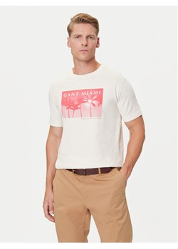 Gant T-Shirt 2003342 Écru Regular Fit ze sklepu MODIVO w kategorii T-shirty męskie - zdjęcie 184749501